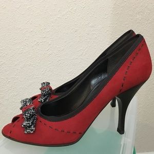 Prada Red Calzature Donna Fashion Bow Pumps - NEW!